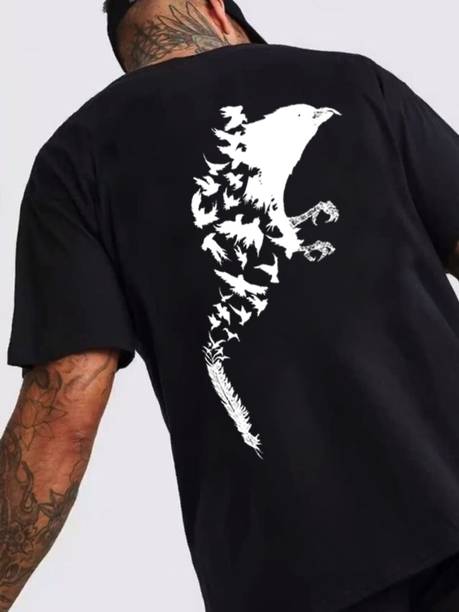 Broon Printed, Typography Men Round Neck Black T-Shirt