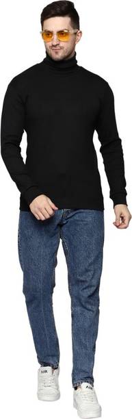 Urban Décor Solid Men Round Neck Black T-Shirt