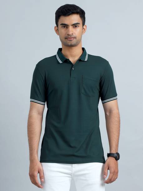 ECOLINE Clothing Solid Men Polo Neck Green T-Shirt