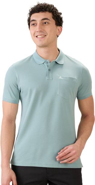Men Solid Polo Neck Pure Cotton Green T-Shirt