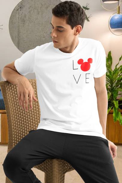 Men Graphic Print, Typography Round Neck Cotton Blend White T-Shirt