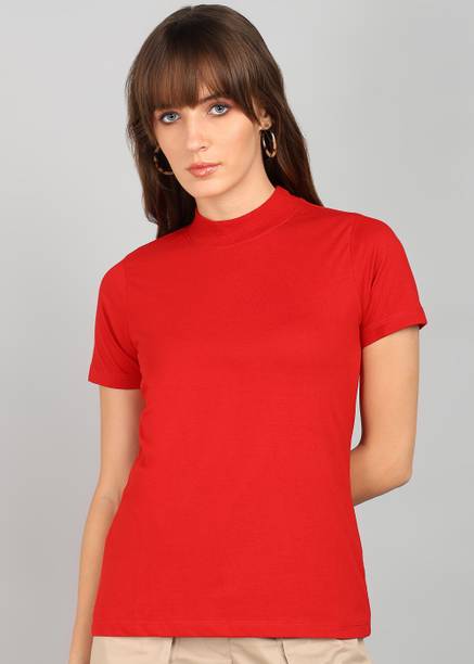 METRONAUT By Flipkart Solid Women Round Neck Cotton Blend Red T-Shirt