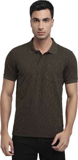 Men Solid Polo Neck Cotton Blend Dark Green T-Shirt