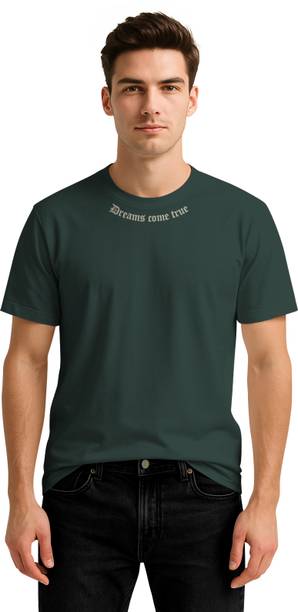 Bullmer Men Graphic Print Round Neck Cotton Blend Green T-Shirt