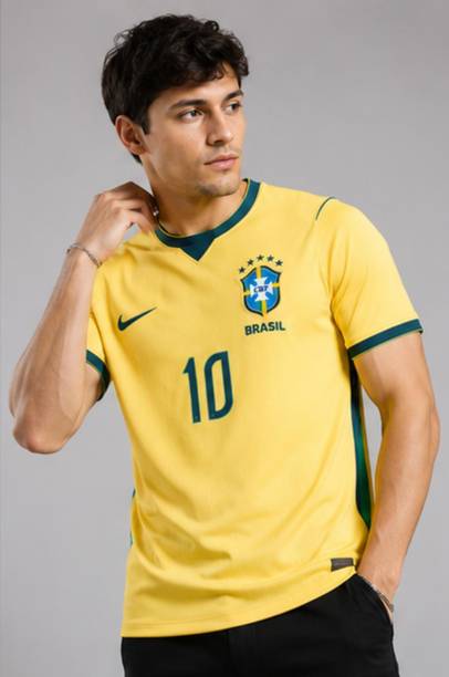 Men Printed Round Neck Polyester Yellow T-Shirt