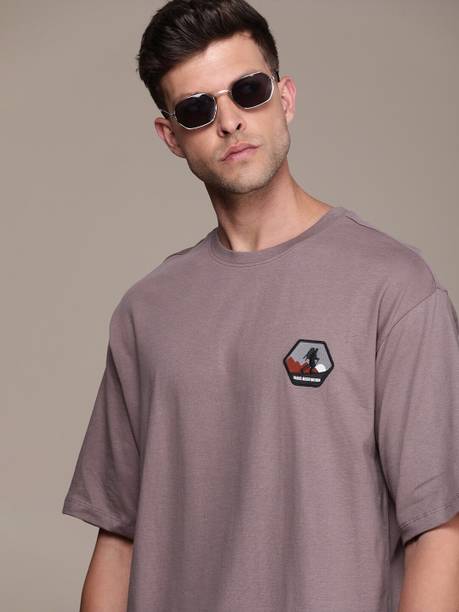 roadster solid men round neck purple t shirt