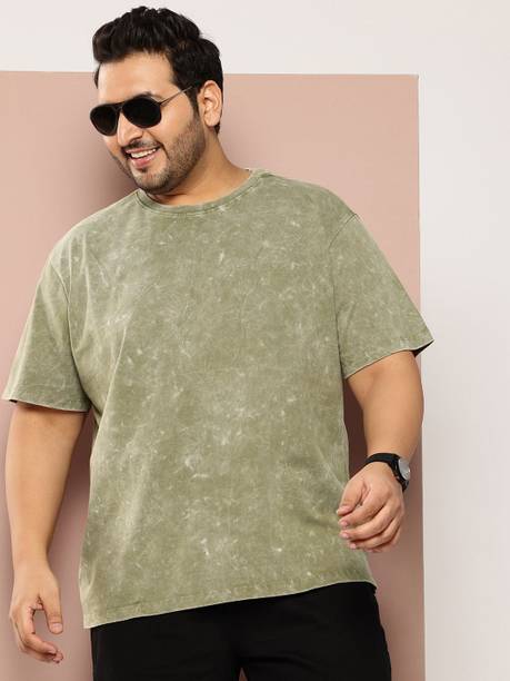 Sztori Men Solid Round Neck Pure Cotton Green T-Shirt