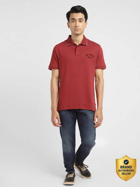 LEVI'S Solid Men Polo Neck Red T-Shirt