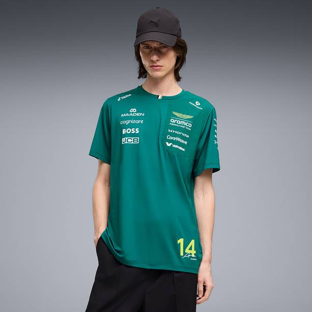 Men Typography Crew Neck Polyester Green T-Shirt