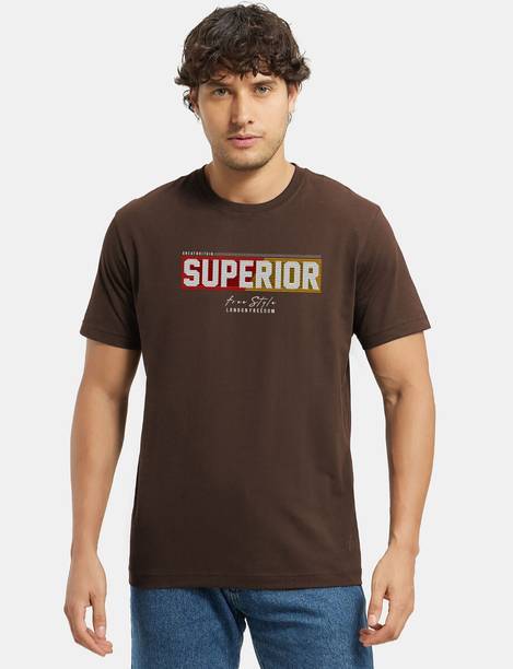 Pack of 2 Men Printed Round Neck Pure Cotton Brown T-Shirt