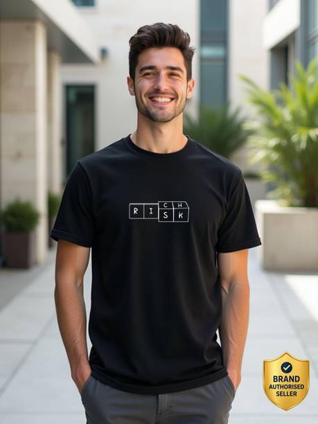 NOBERO Men Printed Crew Neck Pure Cotton Black T-Shirt