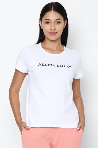 Women Typography Round Neck Pure Cotton White T-Shirt