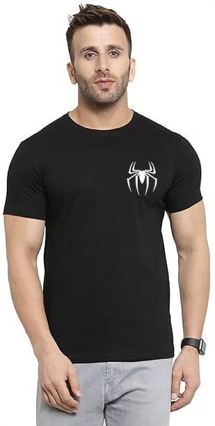 bfb Men Printed Round Neck Cotton Blend Black T-Shirt