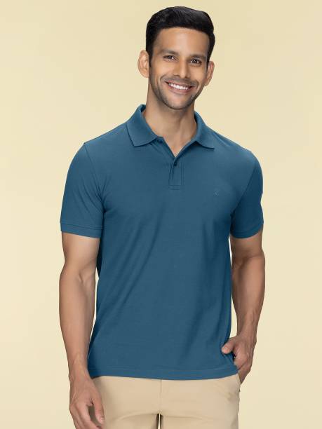 Pack of 1 Nova Intellieaze Men Solid Polo Neck Pure Cotton Blue T-Shirt Price in India