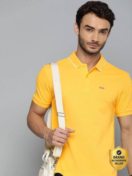 LEVI'S Solid Men Polo Neck Yellow T-Shirt