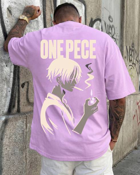 Men Typography, Graphic Print Round Neck Polycotton Purple T-Shirt