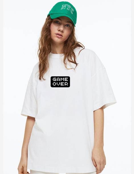 URBANICE Printed, Graphic Print, Typography Women Round Neck White T-Shirt