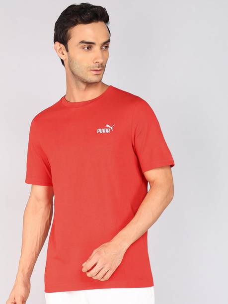 Men Solid Crew Neck Cotton Blend Red T-Shirt