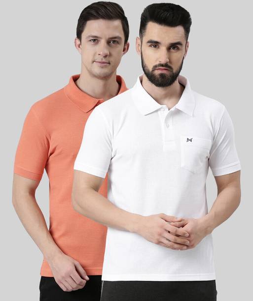 Force NXT Pack of 2 Super Combed Cotton Collared Men Solid Polo N