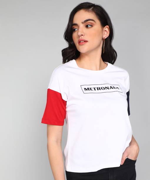METRONAUT By Flipkart Printed Women Round Neck Cotton Blend White T-Shirt