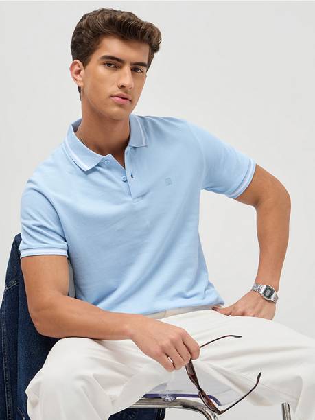 Men Solid Polo Neck Pure Cotton Brown T-Shirt
