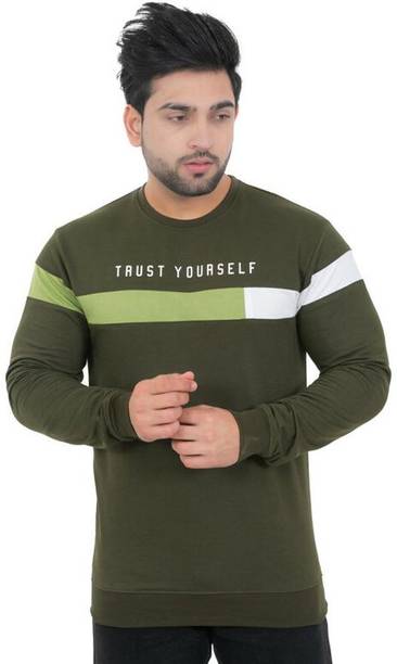 E-MAX Men Typography Crew Neck Polyester Dark Green T-Shirt