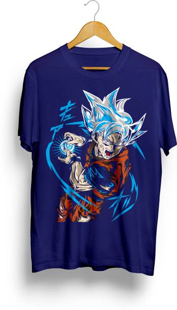 Goku UI Kamehameha Anime Graphic Print Unisex Men Printed Round Neck Pure Cotton Black T-Shirt
