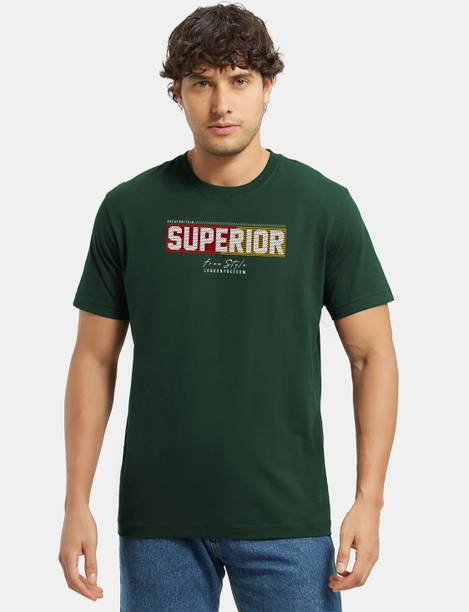 Pack of 2 Men Printed Round Neck Pure Cotton Dark Green T-Shirt
