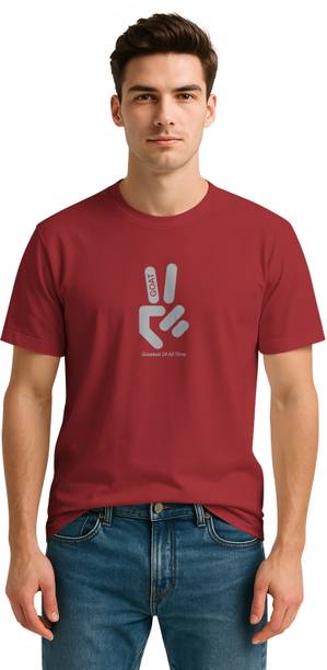 Bullmer Men Graphic Print Round Neck Cotton Blend Maroon T-Shirt