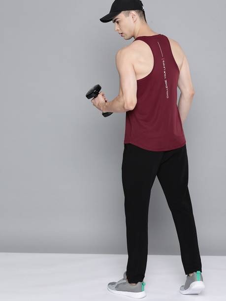 Men Solid Round Neck Polyester Purple T-Shirt