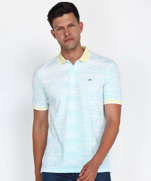 Men Printed Polo Neck Polycotton Yellow T-Shirt
