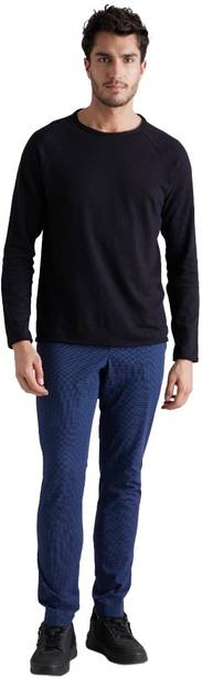 Men Solid Round Neck Pure Cotton Black T-Shirt