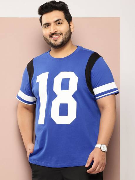 Sztori Men Printed Round Neck Pure Cotton Blue T-Shirt