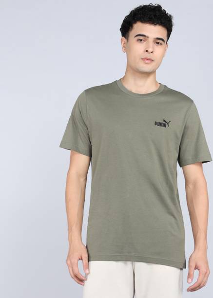 Men Printed Crew Neck Cotton Blend Green T-Shirt