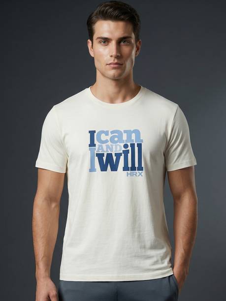Men Typography Round Neck Pure Cotton White T-Shirt