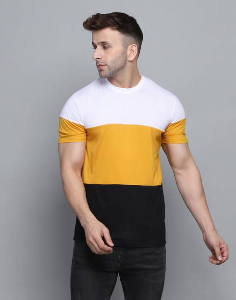 Men Solid Round Neck Cotton Blend Multicolor T-Shirt