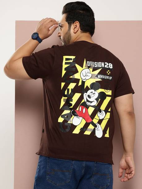 Sztori Men Printed Round Neck Pure Cotton Brown T-Shirt