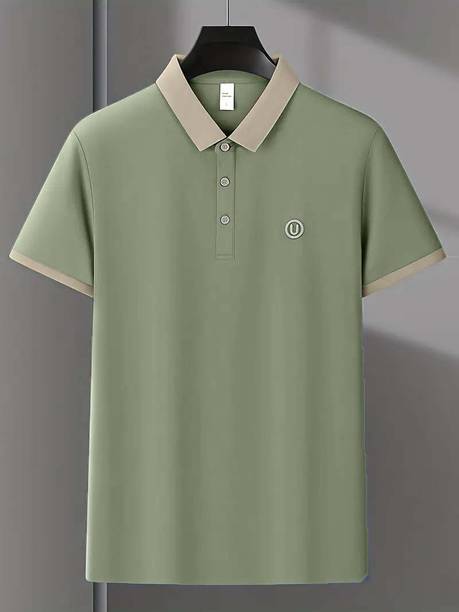 Men Solid Polo Neck Polycotton Light Green T-Shirt