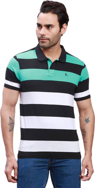 Men Colorblock Polo Neck Pure Cotton Multicolor T-Shirt