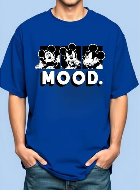 goodsign Typography Men Round Neck Blue T-Shirt