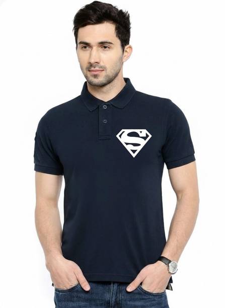 Men Printed Polo Neck Reversible Polycotton Black T-Shirt