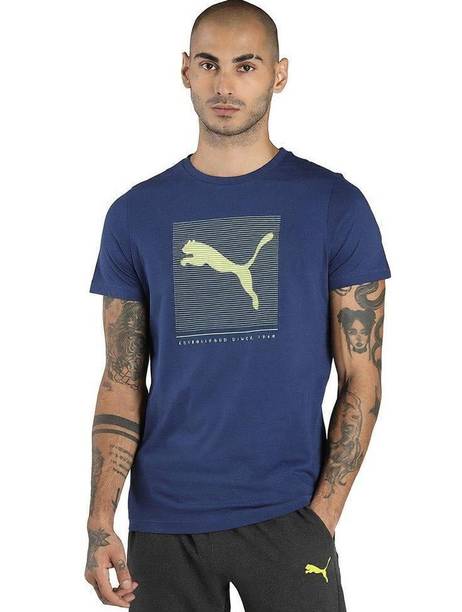 Mens Graphic Tee IV Men Graphic Print Round Neck Cotton Blend Blue T-Shirt