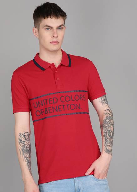 Men Solid Polo Neck Cotton Blend Red T-Shirt