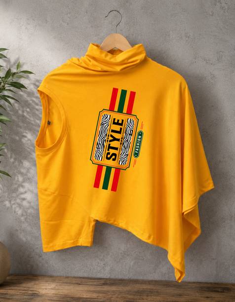 Men Printed Round Neck Pure Cotton Yellow T-Shirt