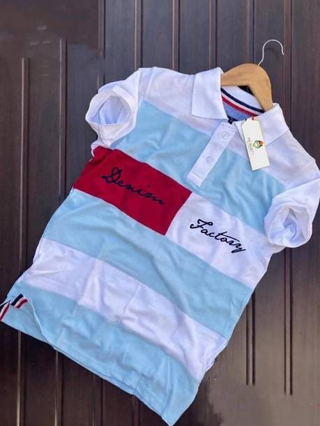 Men Self Design Polo Neck Pure Cotton Multicolor T-Shirt