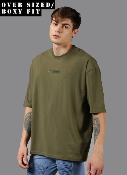 UrGear Men Solid Round Neck Pure Cotton Green T-Shirt