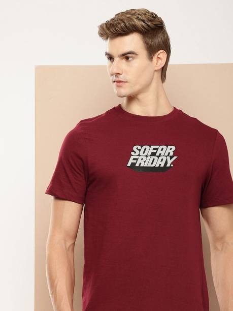 INVICTUS Printed Men Round Neck Maroon T-Shirt
