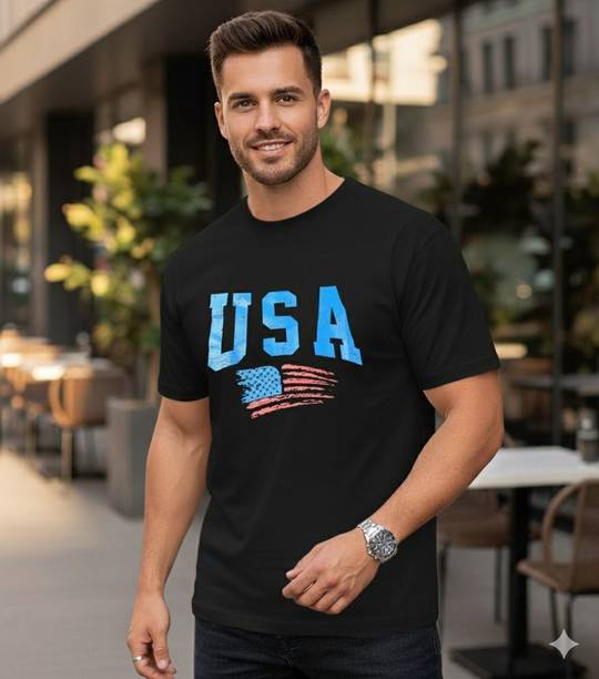 urban trees Printed Men Round Neck Brown T-Shirt