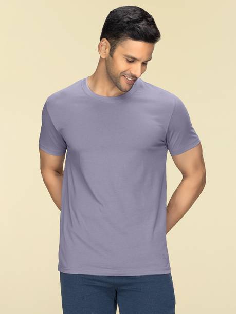 Pack of 1 Pace Intellieaze Men Solid Crew Neck Pure Cotton Purple T-Shirt