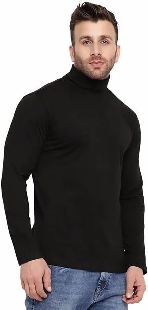 Urban Décor Solid Men Round Neck Black T-Shirt